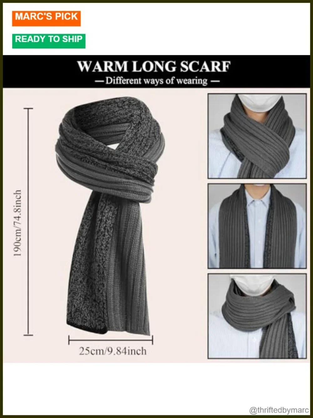 Men's 3 Piece Winter Set Knit Beanie Scarf Touchscreen Gloves Fleece Lined
